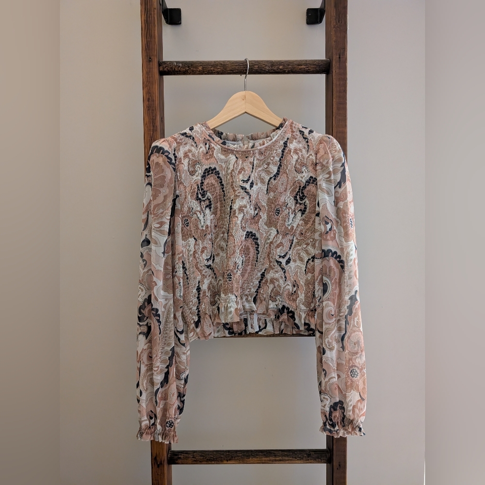 Elegant Paisley Long Sleeve Top